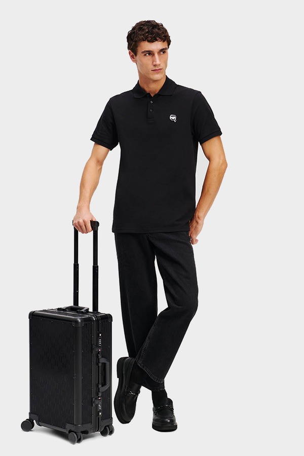 KARL LAGERFELD TRAVEL SUITCASE - 1QB Kl Monogram Aop Black